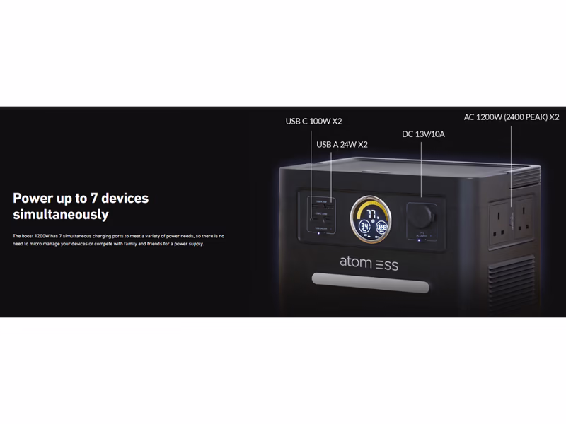 Atom Boost 1200W Portable Power Station - Auto Draw - 25th October