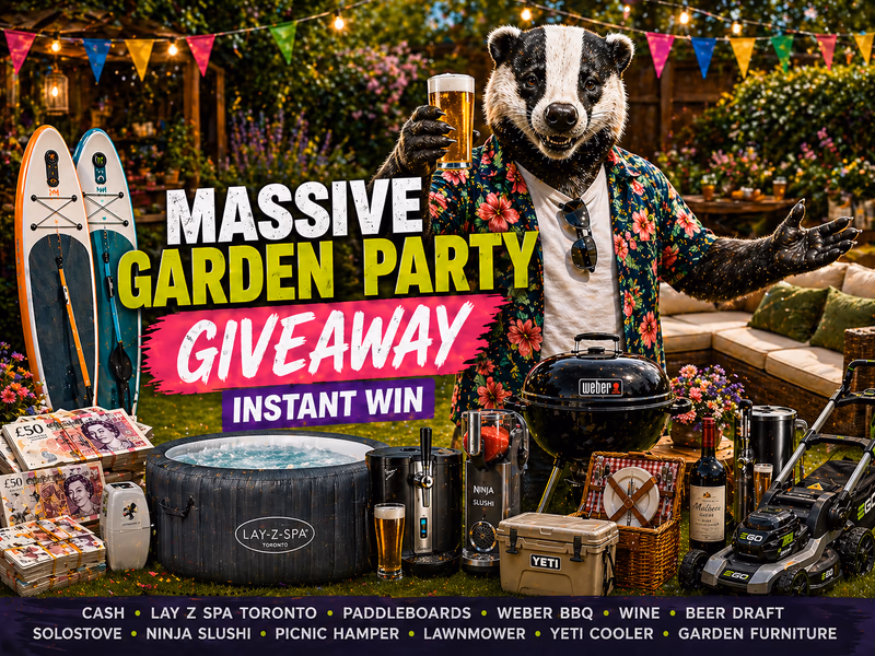 Massive Garden Party Giveaway with £500 Cash End prize - 8744 Aspire Instant Prizes Available - 6th May