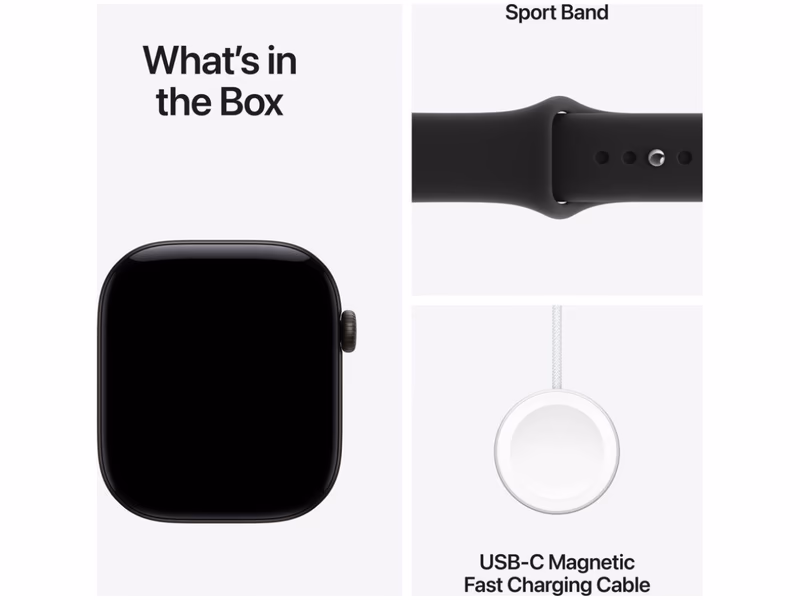 Apple Watch Series 12 - 46 mm Black Aluminium Case with Black Sport Band - S/M - 30th October