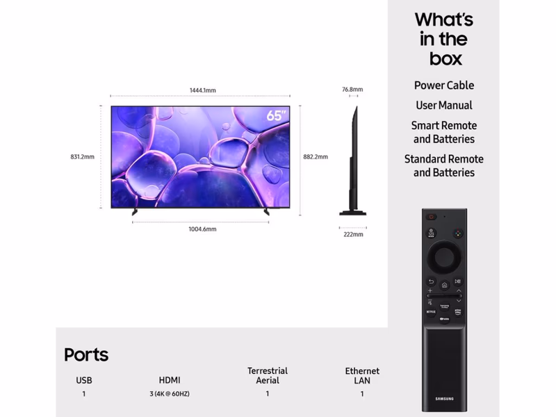 Samsung U8000F 65" Crystal UHD 4K HDR Smart TV 2025 - UE65U8000F - Auto Draw - 22nd April