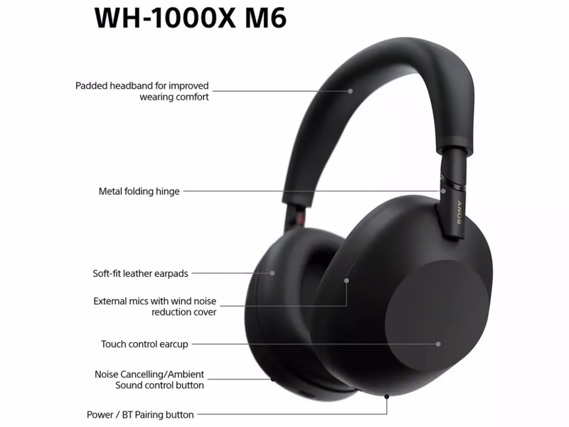 Sony WH-1000XM6 Wireless Bluetooth Noise-Cancelling Headphones - Choice of Colour - Auto Draw - 13th May