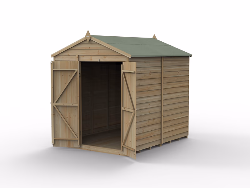 Apex 8x6 Pressure Treated Garden Shed - Double Door & Base - Auto Draw - 12th May