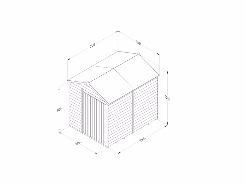 Apex 8x6 Pressure Treated Garden Shed - Double Door & Base - Auto Draw - 12th May